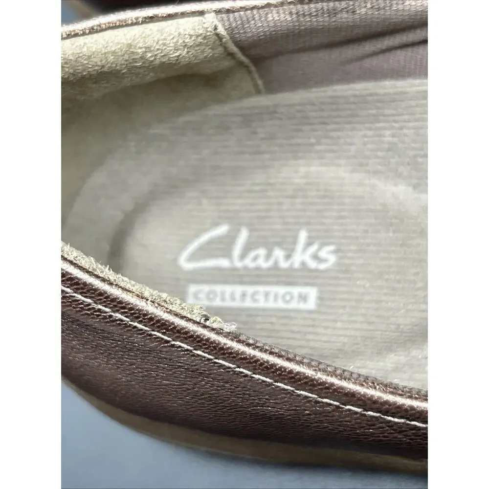 Clarks Collection Womens 7.5 M Ballet Flats Taupe Bronze Metallic Slip On